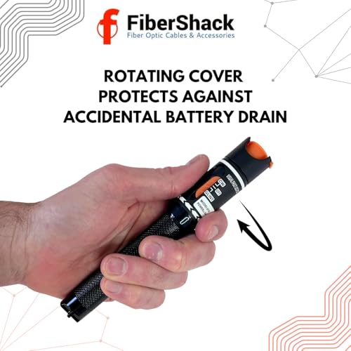 FiberShack - 10km VFL Fiber Optic Tester - Fiber Visual Fault Locator with Aluminum Body - Optical Tester Kit Includes Couplers & 3X 1ft Armored Jumper Cables