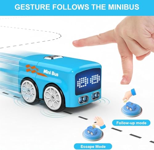 Image of Magic Mini RC Bus, 2.4 GHZ Inductive Car that Follows Drawn Line, Interactive Magic Mini Bus with Gestures Follow & Escape Modes, Ideal Present for 6+ Kids Boys Girls and Adults