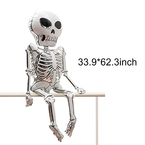 Kihoarl LY-MINIWANSHENGQIQIU-9PCS 2 Pcs Halloween Balloons Giant Self Standing Skull Foil Balloons Skeletons Ghost Mylar Balloons For Halloween Party Decoration thumb #1