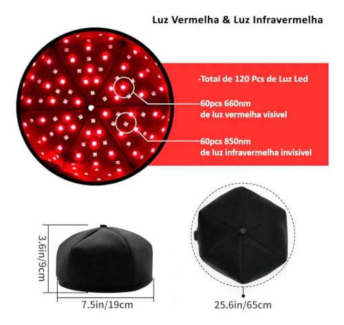 Boné Capacete Laser Led Calvicie Infravermelho Cabelo