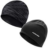 HASAGEI Laufmütze Herren Damen Fahrradmütze unter Helm Mütze Kalten Jahreszeit Warm Sportmütze Antistatisch Bedruckter Beanie für Freizeitaktivitäten Joggen Reisen Ski Radfahren (Schwarz+Streifen)