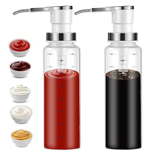 Dispensadores de bomba de salsa, dispensador de jarabe de café, 2 botellas de vidrio de 500 ml con bombas de acero inoxidable, a prueba de fugas, bombas de grado alimenticio para miel, jarabes, Dispensadores de bomba de salsa, dispensador de jarabe de café, 2 botellas de vidrio de 500 ml con bombas de acero inoxidable, a prueba de fugas, bombas de grado alimenticio para miel, jarabes,