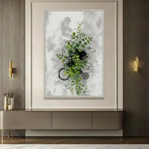 Toile abstraite feuilles vertes impression haute définition grand format - 2