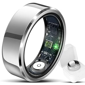Smart Ring for Men & Women, Wellness & Fitness Tracker with Sleep/Step/Heart Rate/Blood Oxygen/Calorie Counter, IP68 Waterproof Wearable Ring for iOS Android Silver #8