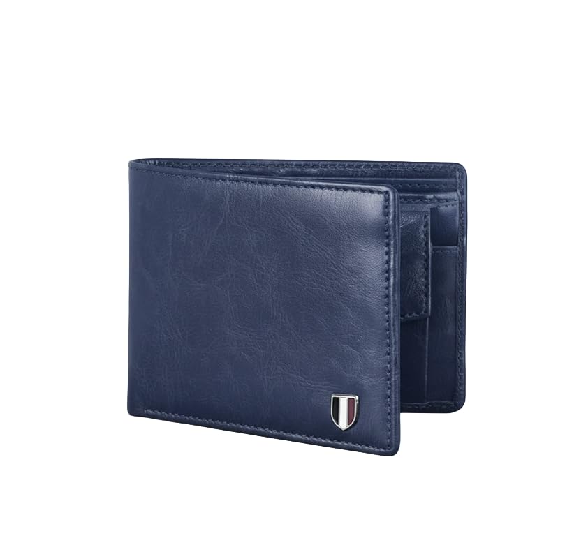 fabacle Slim PU Leather Wallet for Men with Card Slots, Cash & Coin Pocket (Blue)-picture-26