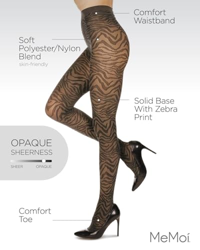 Image of MeMoi Women's Zebra Zen Opaque Nylon Tights