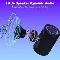 CofunKool Small Portable Bluetooth Speaker with RGB Light, Clear Stereo Sound, Wireless Speaker Bluetooth 5.4, TWS Pairing, AUX & TF Card Input for Bedroom, Desk, Travel, Home — image 4