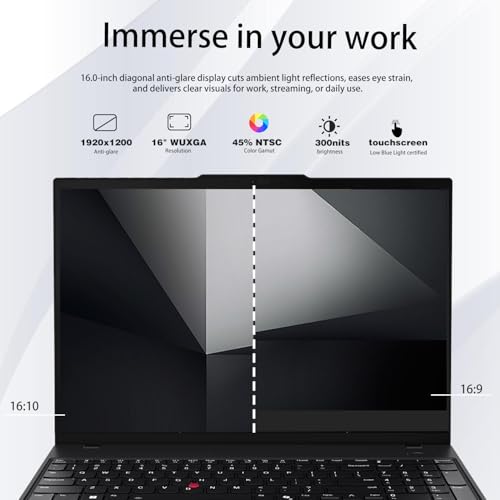 Image of Lenovo ThinkPad E16 Business Laptop, 16 inch FHD+ Anti-Glare Touchscreen, AMD Ryzen 5 7535U, 16GB DDR5, 512GB SSD, Wi-Fi 6E, Fingerprint, Backlit, Webcam, Windows 11 Pro, Bundle with 7-in-1 USB-C Hub