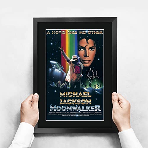 HWC Trading FR A3 Moonwalker Michael Jackson Geschenke Geduckter Poster Signiertes Autogramm Foto für Fans von Film Memorabilien - A3 Framed