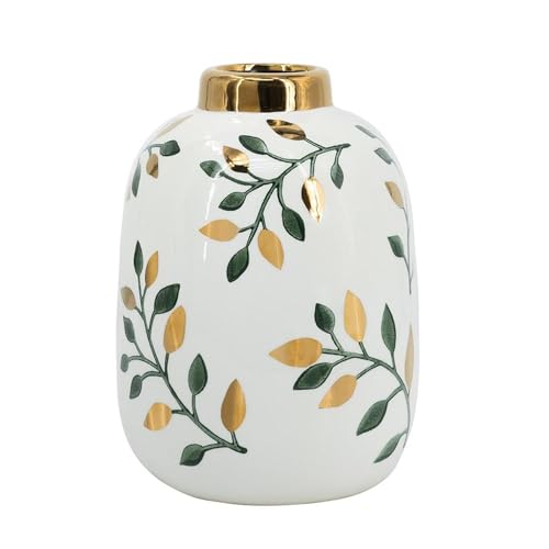 T2 Concept Elegant Ceramic Accent Vase with Floral Patterns Decorative