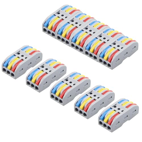 Image of XELYTON Wire Clip Connector, Universal Connection Terminals, Circuit Inline Splices Electric Connectors, Quick Connect & Freely Assemble Electrical Splicing Kit for Compact (3 In 3 Out, 50)