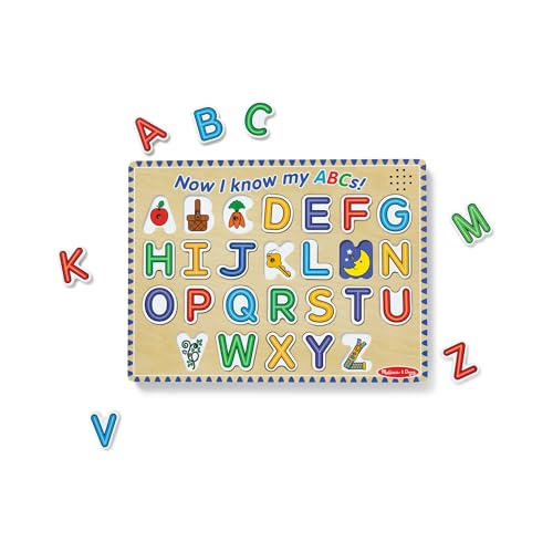 Image of Melissa & Doug Wooden Alphabet Sound Puzzle - Wooden Puzzle with Sound Effects (26 pcs) - FSC Certified