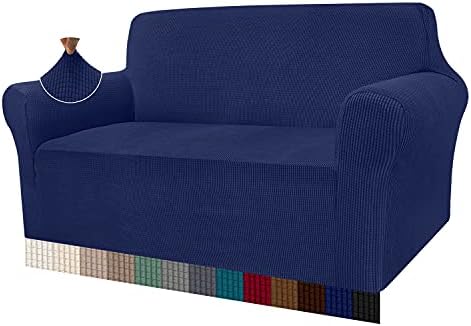 Granbest High Stretch Sofa Covers 4 Seater Super Soft Extra Large Couch Covers for Dogs Pets Cats Jacquard Spandex Non Slip Sofa Slipcover Furniture Protector with Elastic Bottom (4 Seater, Gray)