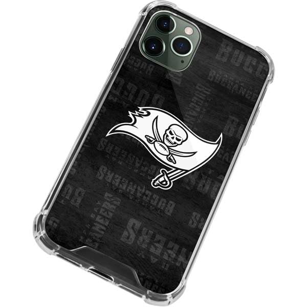 Skinit Clear Phone Case Compatible with iPhone 11 Pro Max - Officially Licensed NFL Tampa Bay Buccaneers Black & White Design