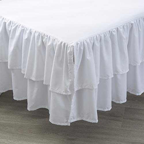 Jsd KB-CS-WHITE Ruffled Crib Bed Skirt Double Layer Nursery Toddler Dust Ruffle Bedding Skirt 14 Inch Deep Drop thumb #5