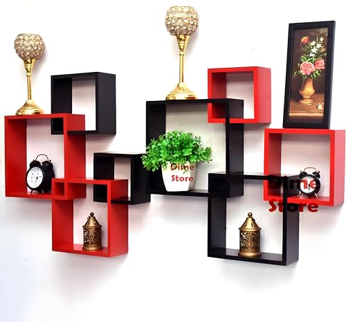 Dime Store Wall Decor Wall Shelves for Living Room, Bedroom, Home Decoration, Room Decoration (Black and Red)