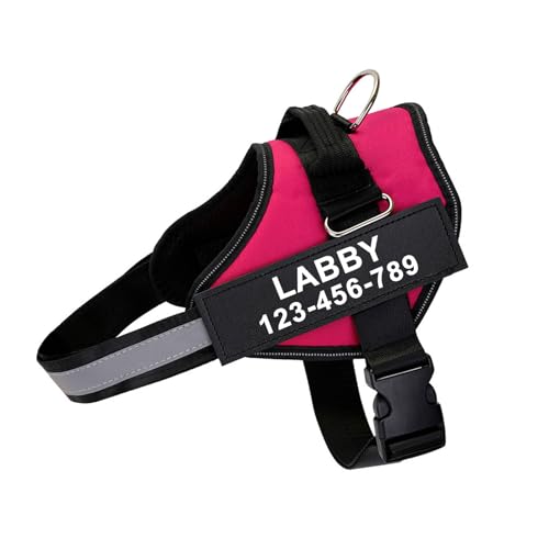 PAWDAY Custom No Pull Dog Harness with Name and Phone Number, Reflective Heavy Duty Personalized Pet Vest, Breathable Adjustable Harness to Prevent Tugging, Pulling or Choking