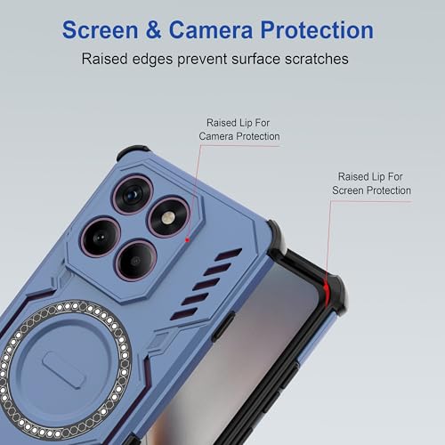 Image of Zapcase Back Case Cover for Motorola Edge 60 Pro | Magnetic Case with Built-in Metal Ring | Supports MagSafe Charger, Wallet & Car Mount | Shockproof Hybrid PC + TPU | Blue