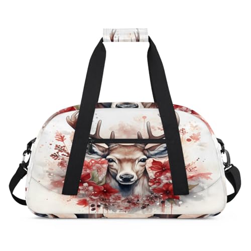 Sports Duffle Bags Travel Duffle Bag Gym Bag Wild Reindeer Elk Weekender Travel Bag Waterproof Overnight Bag Carry On Travel Tote Bag Dance Bags2