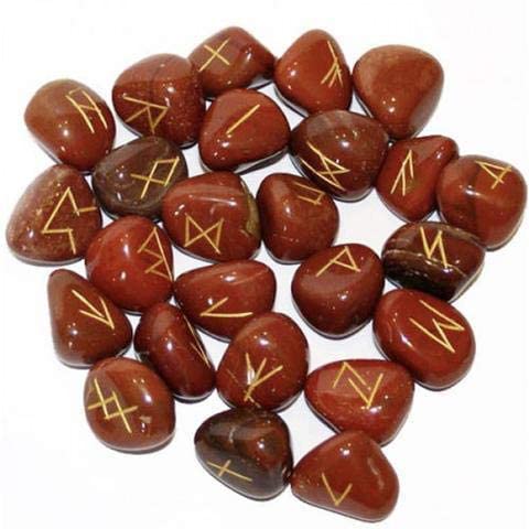 MAUTIK SADIWALAMAUTIK SADIWALA Mautik Sadiwala Natural Red Pebbles Rune Stone Set 25 Pcs, Red Rune Stone Set