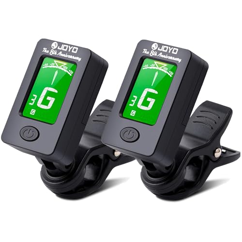 Image of JOYO Bass Guitar Tuner Clip on Digital Mandolin Tuner - with Guitar, Bass, Ukulele, Violin, & Chromatic Tuning Modes (JT-01, Black, 2PCS)