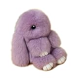 [page_title]-URSFUR Süße Fell Kaninchen aus Kanin Fell Kuscheltier Tasche Anhänger Handtasche Schnalle Schlüsselanhänger -lila