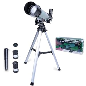Telescope for Kids – 90x Magnification, Includes Three Eyepieces, Tabletop Tripod and Moon Lens, Portable Refractor Telescope for Children and Beginners