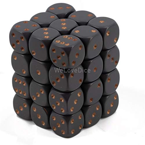 Chessex Dice DND Dice Set-Chessex D&D Dice-12mm Opaque Dark Grey and Copper Plastic Polyhedral Dice Set-Dungeons and Dragons Dice Includes 36 Dice â€“ D6, Various (CHX25820)