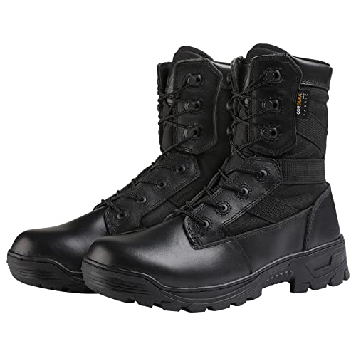 YEVHEV Zapatos tácticos para hombre, militares, de seguridad, tácticas, botas, deportivos, militares, para camping, senderismo, deportes al aire libre, Negro , 42 EU