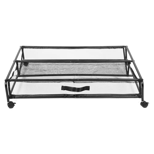 ELEOUTI Zapatero con Ruedas de Hierro Transpirable para Debajo Cama Organizador de Almacenamiento Que Ahorra Espacio Estante Multiusos con Malla para Ropa y Zapatos Carrito Rodante