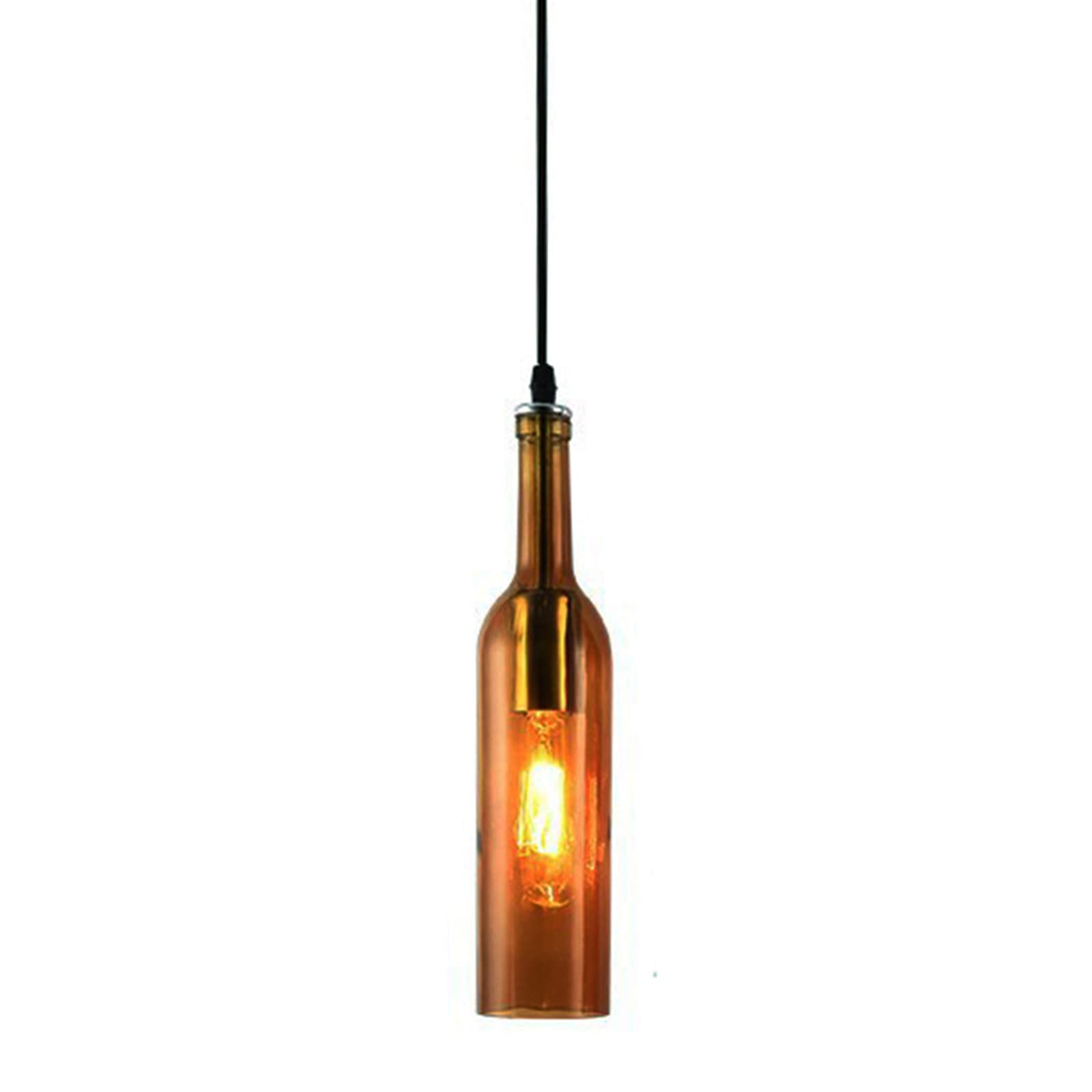 ITETONE Colorful Glass Bottle Pendant Light Industrial Vintage Glass E27 Ceiling Hanging Lamp Farmhouse Dining Room Island Lighting Fixture (Brown)