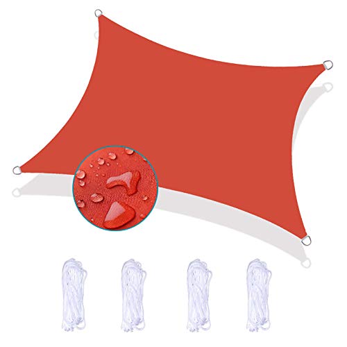 Bluecool Sonnensegel Garten 4X6m Sonnensegel Sonnenschutz UV Schutz Wetterschutz Wasserabweisend Reißfestigkeit Windschutz Sonnenschutz für Terrasse Garten Camping, Rot