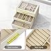 3 Layer Drawer Jewelry Box for Women, Glass Lid Jewelry Organizer for Necklaces Ring Earring Bracelets Watch ，Suitable for Indoor Fashion room Decoration and Travel Jewelry Case (Cloud White)