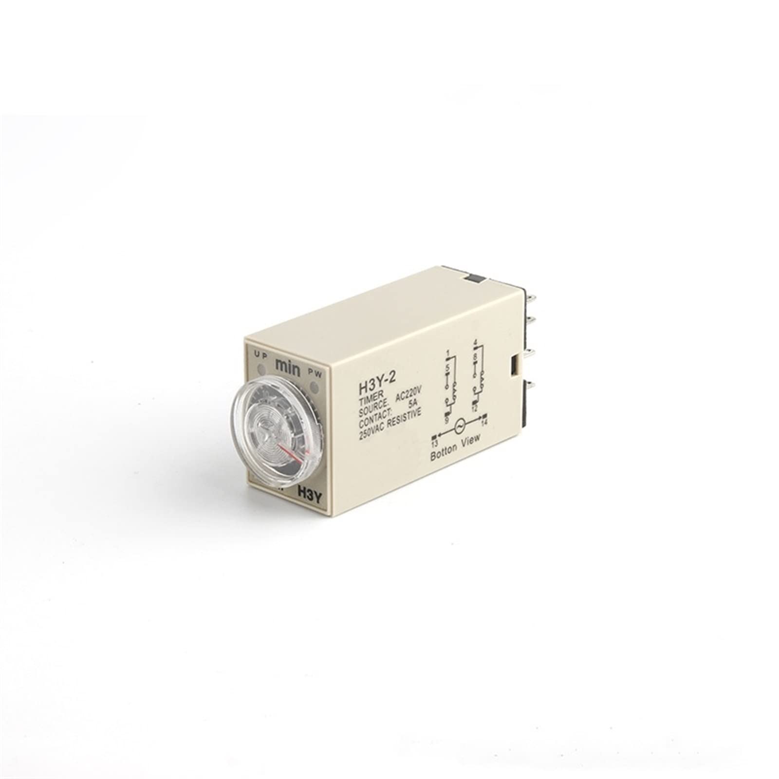 1 Set H3Y-2 AC220V Timer di Ritardo del relè di Tempo 5/10/30/60 Minuti/Secondi con Presa di Base 8PINS Manopola Rotante del relè di Tensione (Size : 0-60M)