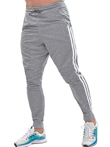 Calça Moletom Skinny Jogger Masculina Listrada Lisa Treino (Cinza, M)