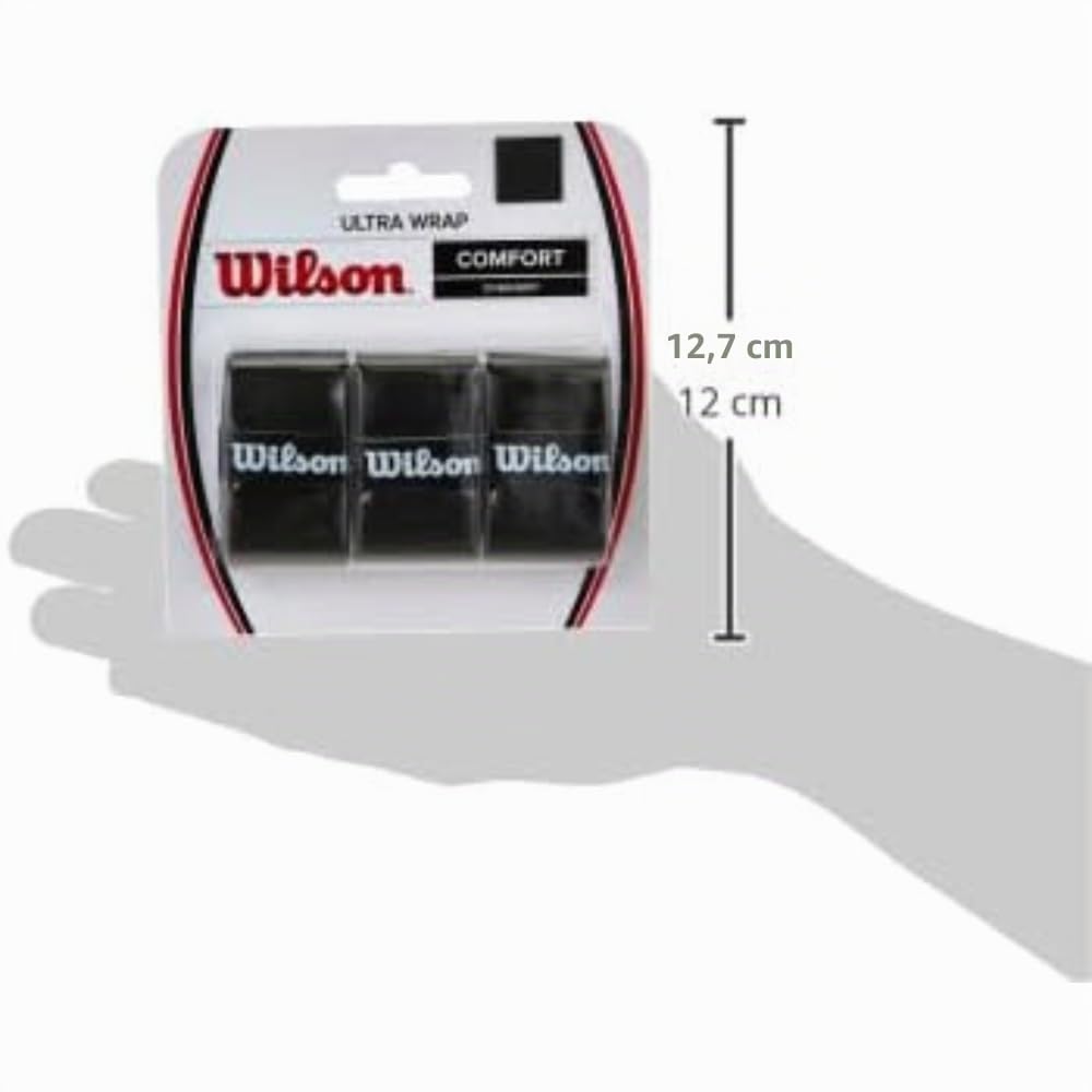 Wilson WRZ403000 - Nastro Antiscivolo Ultra Wrap Overgrip, Unisex, 3 Pezzi, Colore: Nero