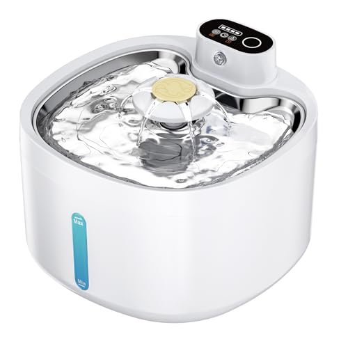 Katzenbrunnen, 2.6L Trinkbrunnen für Katze mit 4 Filter, Leise Katzenbrunnen Kabellos mit Bewegungsmelder, 4000mAh Batteriebetrieben...