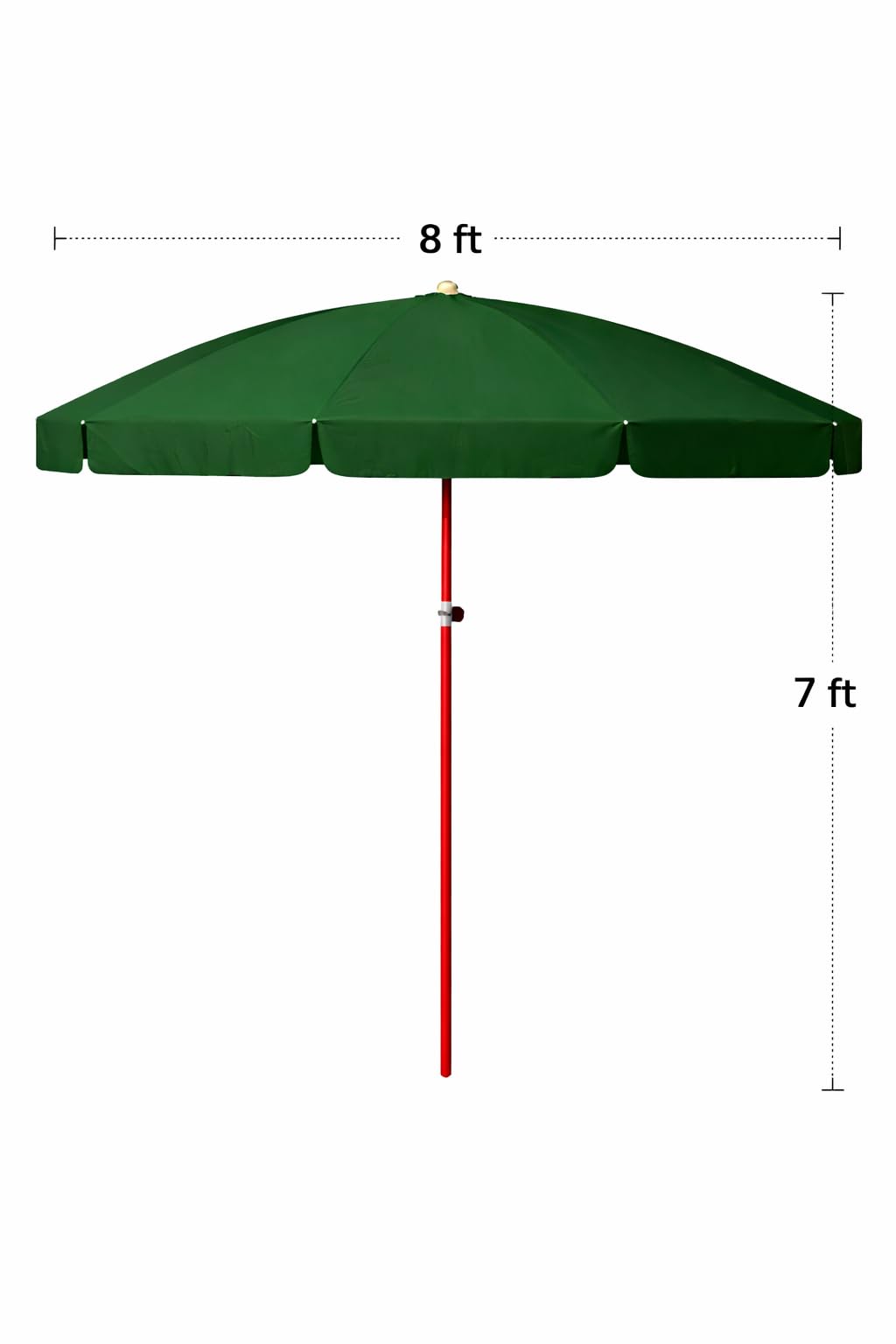 KUMCO Outdoor Garden Umbrella | 8 Feet Diameter | 10 Ribs | Round | Pongee Waterproof Fabric | Steel Shaft | Manual Push-up | Green Colour | Base not included 3