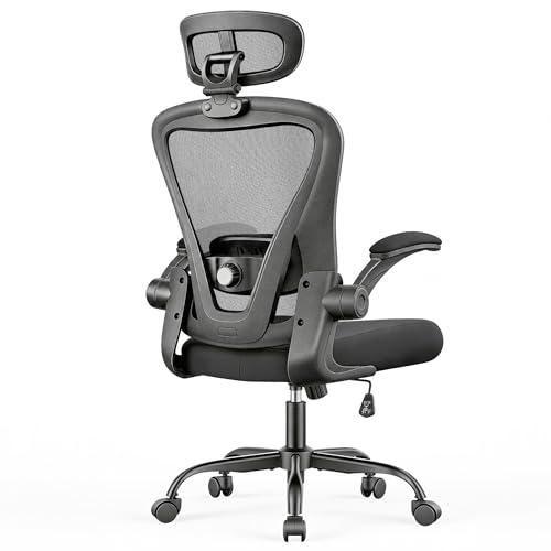 Office Chair, Ergonomic Office Chair with Headrest, Comfy Home Office Desk Chairs for Home Office, Grey