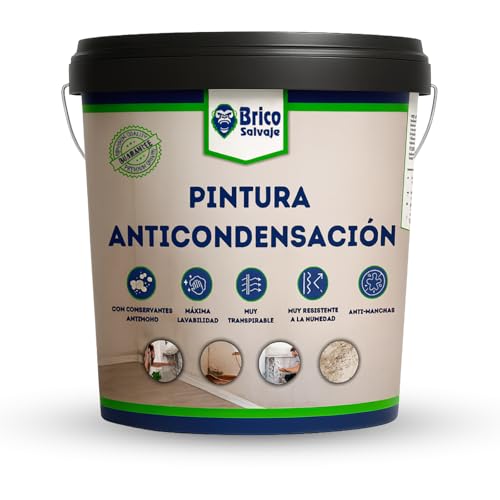 BRICOSALVAJE Pintura Anticondensación y Antihumedad para Interior-Exterior | Aislante Termico | Conservantes Antimoho (BLANCO, 4 Litros)