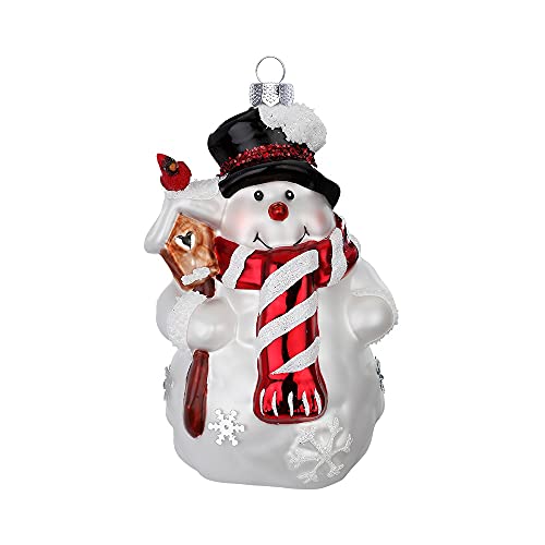 MAGIC Christbaumschmuck Weihnachtskugeln Figuren Glas mundgeblasen Weihnachtskugeln Weihnachtsschmuck Baumkugeln Baumschmuck,Fröhlicher Schneemann, Glas, 12.5 cm