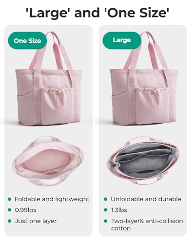 Image of BAGSMART Foldable Tote Bag with Drawstring Bag, Tote Bag Shoulder Bag Top Handle Handbag for Travel, Work, Beach, Gym
