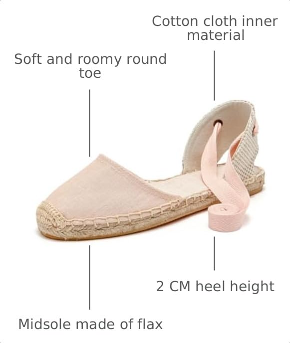 Image of Women's Espadrille FLat Sandals Closed Toe Ankle Wrap,Classic Lace Up Summer Dressy Flat Shoes