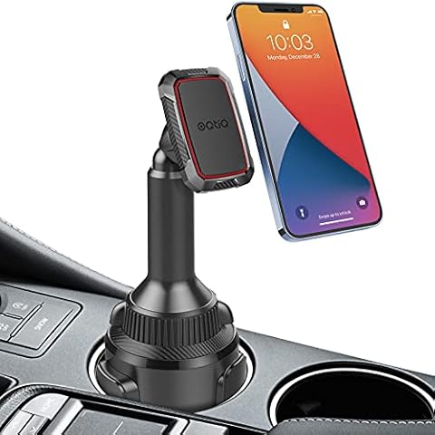 OQTIQ Cup Holder Phone Holder - Magnetic Cup Holder Mount with Adjustable Telescopic Arm & 6 Powerful Magnets - Cup Holder Phone Mount Compatible with iPhone Samsung Galaxy LG & More Cover
