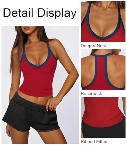 Womens Tank Tops Summer V Neck Workout Racerback Yoga Gym Tank Tops3