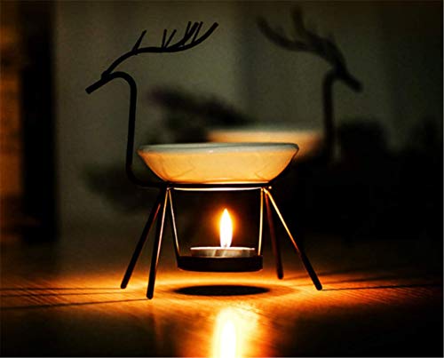 YMOON Reindeer Tea Light Candle Holder & Wax Warmer, Aromatherapy Essential Oil Burner, 6 Inch Tall