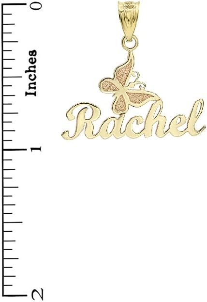 10K or 14K Yellow, White or Rose Gold Personalized Name Butterfly Pendant Custom Made Any Name - Choice of Metal