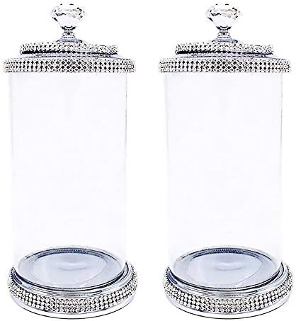 Shining Decorative Crystal Terrarium Clear Glass 500ml Wedding Decoration / Candy Serving / Bathroom Storage Organizer Apothecary Canister Jar for Cotton Balls, Swabs, Makeup Sponges, Cosmetic Pads