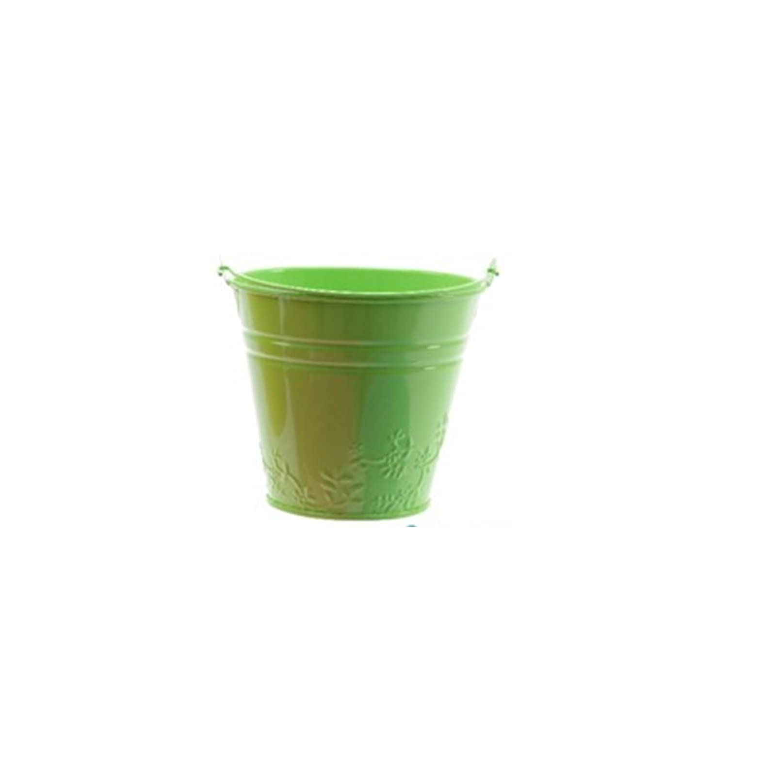 Kids Metal Bucket Planter Zinc Flower Pot Tin Pen Pot Craft Pot Bright Green