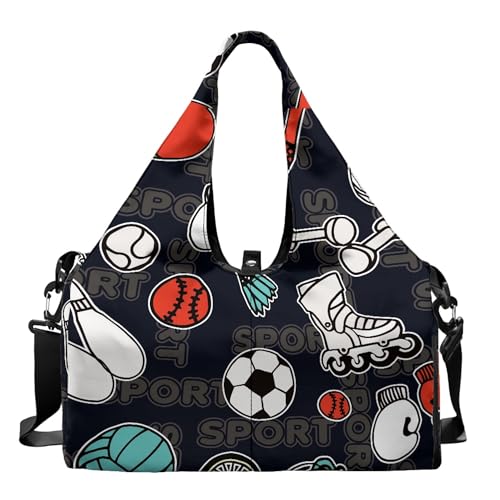 Dajingkj ヨガジムバッグ 女性用 靴コンパートメント付き スポーツ用品デザイン 旅行ダッフルキャリーオンポケット スポーツトートバッグ ウィークエンダー オーバーナイトバックパック 調節可能なヨガマットホルダー